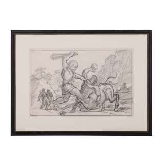 THE GOLDEN VOYAGE OF SINBAD (1973) - Lot 165 - Ray Harryhausen Hand-drawn Concept Drawing of the Neanderthal Man and the Cyclopean Centaur