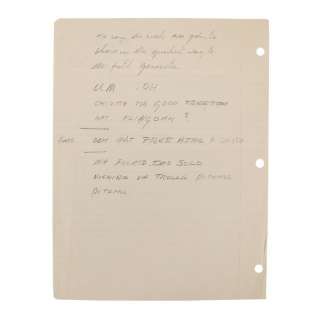 Star Wars: Return of the Jedi (1983) | Anthony Daniels Collection: Anthony Daniels’ Handwritten Endor Generator Dialogue Page | Propstore