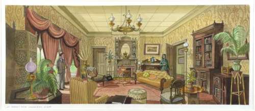 Gandhi (1982) a concept artwork interior scene for Gandhi’s house, labelled Int. Gandhi’s house… | Ewbank’s