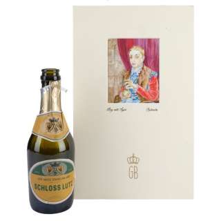 The Grand Budapest Hotel (2014) | Grand Budapest Hotel Menu with Production-Made Schloss Lutz Wine Bottle | Propstore