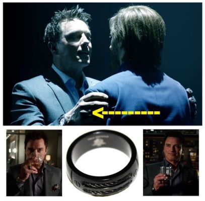 John Barrowman screen used prop ring Malcolm Merlyn jewelry DC Comic book TV COA