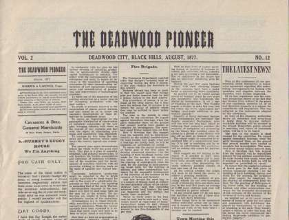 Lot 186 - Deadwood prop newspaper