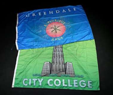 Community | S2E24 - For a Few Paintballs More: Paintball Splattered Greendale and City College Flags | Propstore