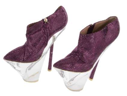 Lot 1913 - Lady Gaga spectacular purple crystal signature Armani platform Shoes.