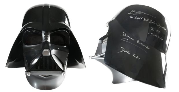 Hayden Christensen & Dmitrious Bistrevsky as Darth Vader in Star Wars: Obi-Wan Kenobi (JSA) Signed Hasbro The Black Series Prop Replica Darth Vader Helmet with Character Names & Quote | SWAU