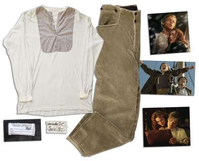 Leonardo DiCaprio Signature Wardrobe from the 1997 Epic "Titanic" -- Corduroy Trousers & Knit Shirt | Nate Sanders