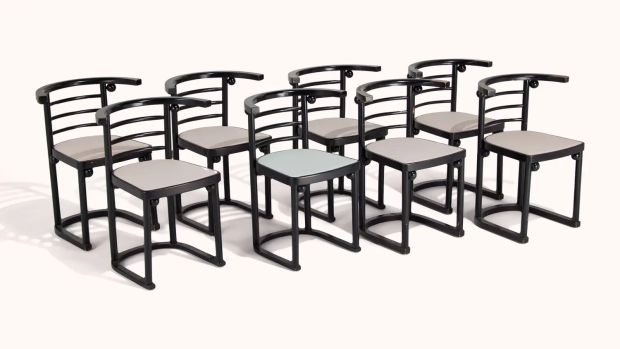 And Just Like That… | Lot #330 - Carrie Bradshaw’s Set of Eight Modern Josef Hoffman Fledermaus Armchairs | Julien’s