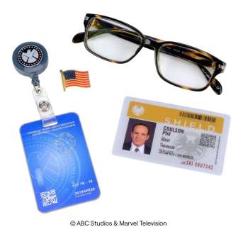 Marvel’s Agents of S.H.I.E.L.D. (2013-2020) | Phil Coulson’s Eyeglasses, S.H.I.E.L.D. ID, and Pin with Additional Badge | Propstore