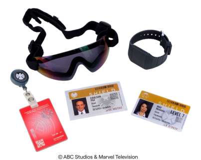 Marvel’s Agents of S.H.I.E.L.D. (2013-2020) | Melinda May’s S.H.I.E.L.D. ID, Goggles, and Watch with Phil Coulson’s S.H.I.E.L.D. ID | Propstore