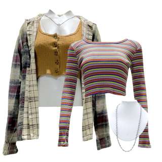 Bottoms PJ’s Rachel Sennott Tank Top, Long Sleeve Shirt, Long Sleeve, Button-Front Shirt & Necklace | VIP Fan Auctions
