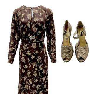The Boys in the Boat Hazel Ulbrickson’s Courtney Henggler Long Sleeve Dress & Open-Toe, High Heel Shoes | VIP Fan Auctions