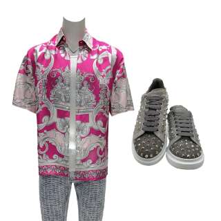 Lot #113: The Underdoggs Jaycen Snoop Dogg Screen Worn Button-Up Shirt, Tank Top, Jeans & Lace-Up Shoes Ch 18 Sc 80-84