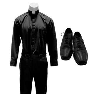 Men Vicar Screen Worn Stunt Double Button-Up Shirt, Pants, Dress Shoes & Collar | VIP Fan Auctions