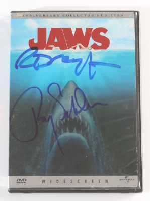 Roy Scheider as Martin Brody & Richard Dreyfuss as Hatt Hooper in Jaws (SWAU) Signed DVD Cover | SWAU