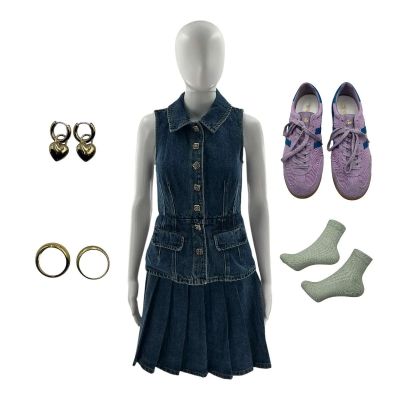 Oh What Fun Mae-Bell Screen Worn Earrings, Sneakers, 2 Piece Ring Set, Shirt, Skirt & Socks Ch 3 Sc 157 | VIP Fan Auctions