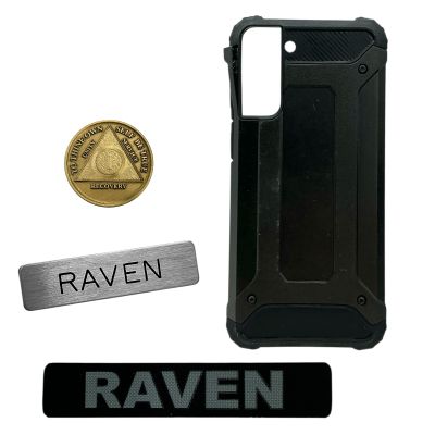 Lot 80: Mercy Chris Raven Screen Used Name Patch, Name Tag, Phone Case & AA Coins | VIP Fan Auctions