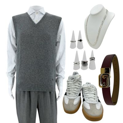 Relationship Goals Roland Screen Worn Vest , Button-Up Shirt, Pants, Belt, Necklace, (5) Rings & Sneakers Ch 1 Sc Multiple | VIP Fan Auctions