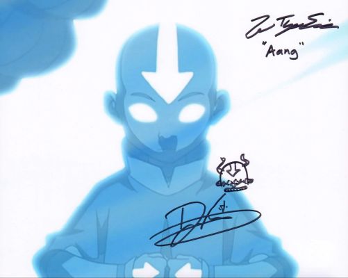Zach Tyler Eisen as Aang & Dave Filoni Director of Avatar: The Last Airbender (SWAU) Signed 8x10 Photo with Character Name & Original Art Sketch | SWAU