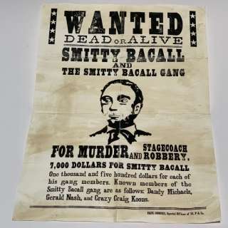 Django Unchained (2012) - Schultz’s (Christoph Waltz) Smitty Bacall Wanted poster | Hanlin Auction Service