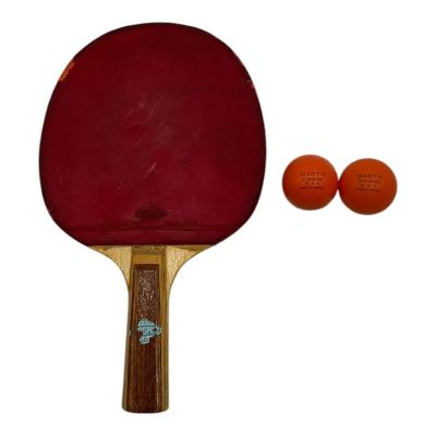 Lot 91: Marty Supreme Production Used (2) Marty Supreme Ping Pong Ball Set & Sponge Ping Pong Paddle | VIP Fan Auctions