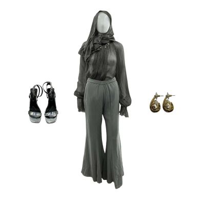 Lot 85: Is God Is Angie Screen Worn Earrings, Heels, Necklace, Pants, Blouse & Head Wrap Ch 2 Sc 84-128 | VIP Fan Auctions