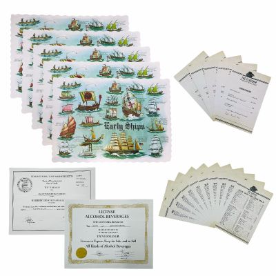 Lot 29: Tony The Flagship Restaurant Production Used (5) Place Mats, (5 Menu, (10) Drinks Menu, License Alcohol & Food Permit | VIP Fan Auctions