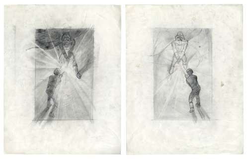 ’’Return of the Jedi’’ Original Concept Movie Poster Art by Tom Jung -- Featuring the Climactic Lightsaber Duel Between Luke Skywalker & Darth Vader -- Measures 19’’ x 24’’ | Nate Sanders