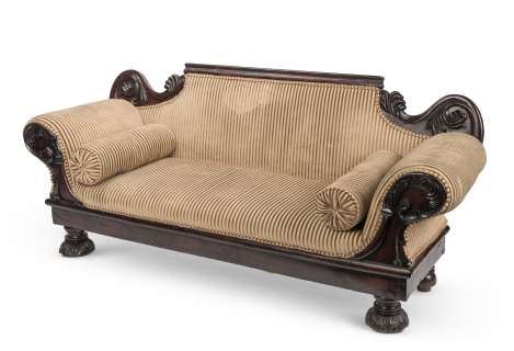 The Crown - Lot 442 - A William IV mahogany sofaFirst seen in Season 6, in the Charles Balmoral Bedroom set