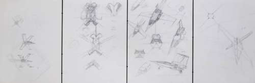 STAR WARS ORIGINAL PRE-PRODUCTION ART SET (THE X-WING FIGHTER COLLECTION OF FOUR PAGES) | Julien’s