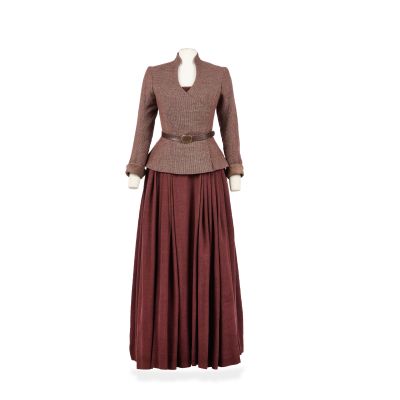 Outlander | Burgundy daywear ensemble, worn by Claire Season 7, Episode 10, ’Brotherly Love’ 6 | Bonhams