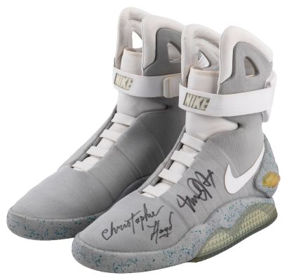 Michael J. Fox, Christopher Lloyd Dual-Signed 2011 Nike Mags High-Top Sneakers (Left Shoe Signed) - JSA LOA | Goldin