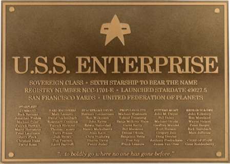 Enterprise-E Bulkhead Dedication Plaque from Star Trek: First Contact ... | Heritage
