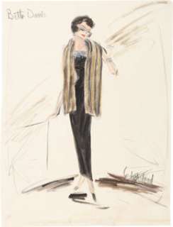 Bette Davis "Margo Channing" Costume Sketch by Edith Head for All About Eve (TCF, 1950).
