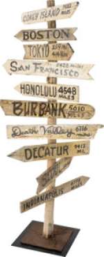 Signature Directional Signpost with the Characters’ Hometowns from M*A*S*H (CBS-TV, 1972-198... | Heritage
