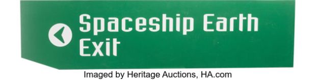 Walt Disney World® Resort - EPCOT® - Spaceship Earth Original Park-Used Exit Sign 72" x 18" (The Walt Disney Company, c. 2000s - 2010s). | Heritage