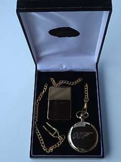 James Bond | James Bond - Lot of 2 - 24K Gold plated James Bond Pocket Watch and 007’s Lighter | Catawiki