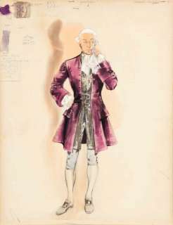 Walter Plunkett costume sketch for George Sanders from Moonfleet | Profiles in History