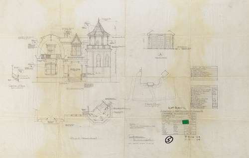 Mansion elevation for The Munsters and floor plan from Munster Go Home. | Profiles in History