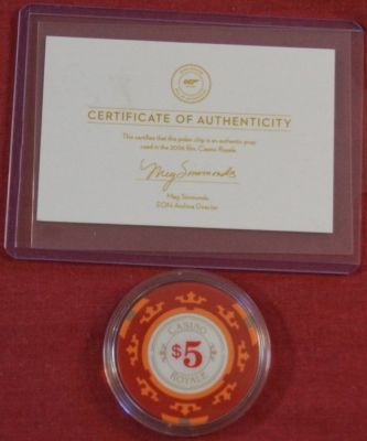 James Bond 007: Casino Royale - Original Screen-Used Prop Poker Chip $5 Certificate of Authenticity (COA) by EON Archive | Catawiki