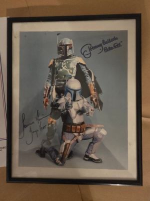 Jeremy Bulloch - Foto Enmarcada Star Wars Autografiada por Jeremy Bulloch (Boba Fett) y Temuera Morrison (Jango Fett) | Catawiki