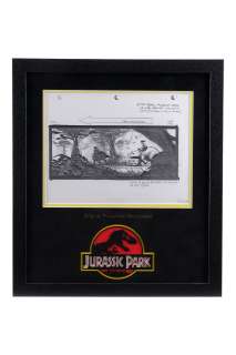 JURASSIC PARK (1993) – Original Production Storyboard – Kids Riding Triceratops Going In and Out of Pools of Sunlight | The Movie Reliquary