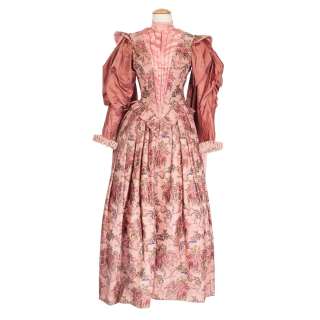 Lot 251 - Joan Collins rose brocade period gown designed by Charles Le Maire & Mary Wills for The Virgin Queen