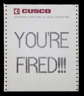 BACK TO THE FUTURE PART II MARTY McFLY "YOU’RE FIRED!!!" FAX | Julien’s