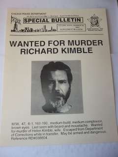 Harrison Ford "The Fugitive" Prop Wanted Poster | Piece of the Past