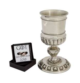 Lot 347 - Game of Thrones | Jack Gleeson "King Joffrey" Wedding Feast Goblet Prop and Crew Gift Ring