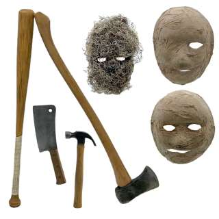 Dark Harvest Mummy Mask Set, Mask, Bat, Axe, Butcher Knife & Hammer | VIP Fan Auctions