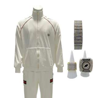 Lot #17: The Underdoggs Jaycen Snoop Dogg Screen Worn Sweater, Pants, Bracelet & Ring Set Ch 9 Sc 51