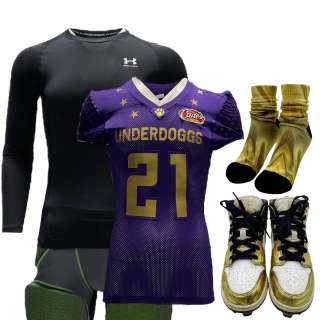 The Underdoggs Dwayne Caleb Dixon Screen Worn Jersey, Long Sleeve Shirt, Padded Pants , Socks & Lace-Up, Athletic Shoes Ch 6 Sc Multiple | VIP Fan Auctions