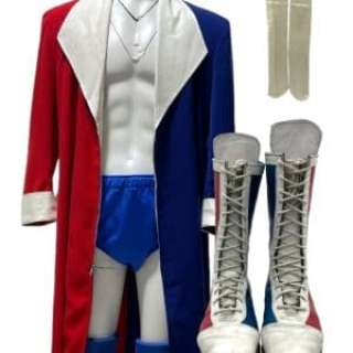 Lot #144: The Iron Claw Harley Race Kevin Anton Screen Worn Robe, Elastic Waist Shorts, Socks, Knee Pads & Wrestling Boots Ch 1 Sc 451