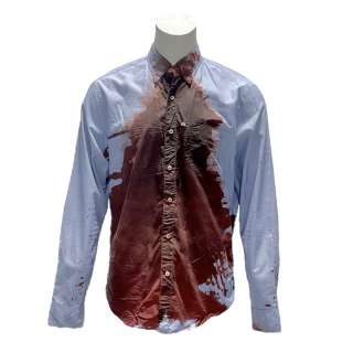 Lot #73: Maxxxine Detective Ben Torres (Bobby Cannavale) Screen Worn Button-Up Shirt Ch 2a Sc 125